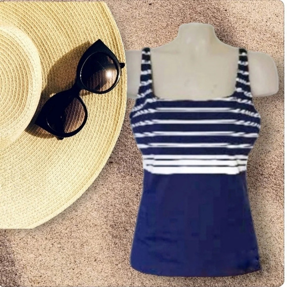 Lands End 90s Founders Stripe Tankini - Picture 1 of 6